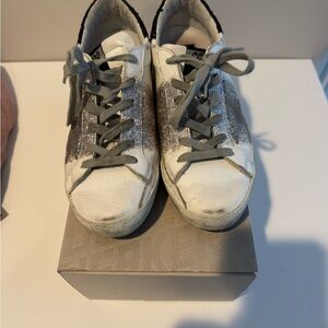 Golden Goose Silver and Black Sneakers
